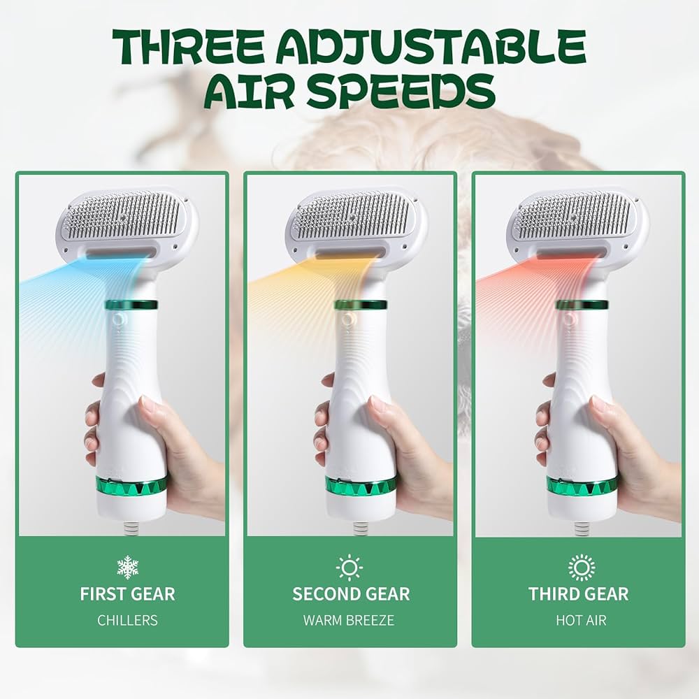 Brosse 4-en-1 pour chien et chat – Brosse, Séchoir, Lisseur & Masseur
