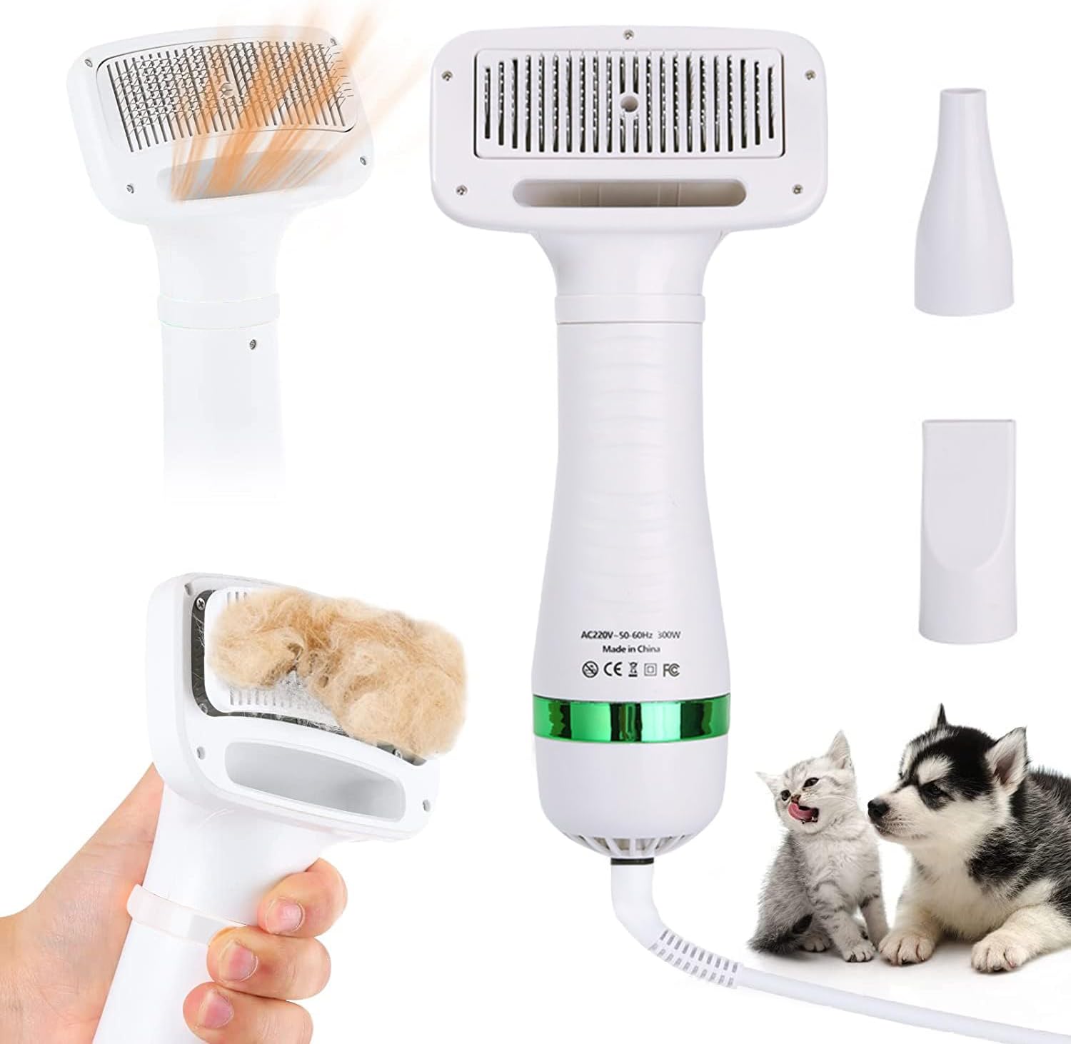 Brosse 4-en-1 pour chien et chat – Brosse, Séchoir, Lisseur & Masseur